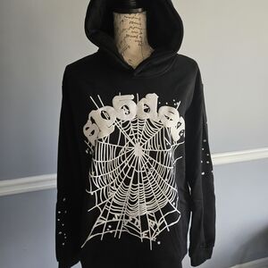 Black Spiderweb Graphic Hoodie Sweatshirt - Unbranded
